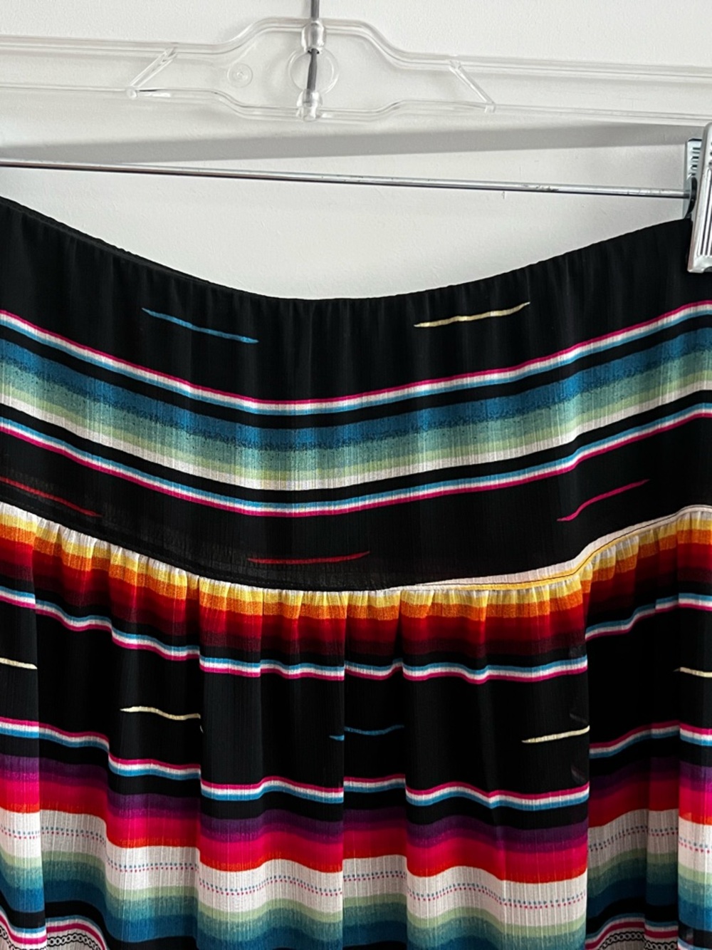 Ralph Lauren Black Striped Tiered Maxi Skirt with Multicolor Bands - Picture 2 of 4